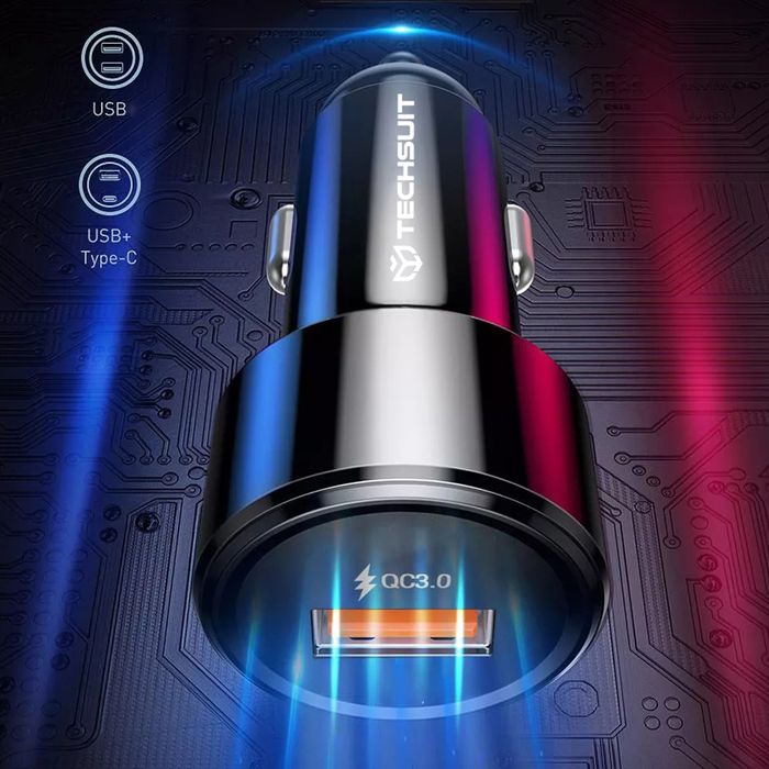 Зарядно за автомобил USB-A, QC 3.0, USB-C, 38W