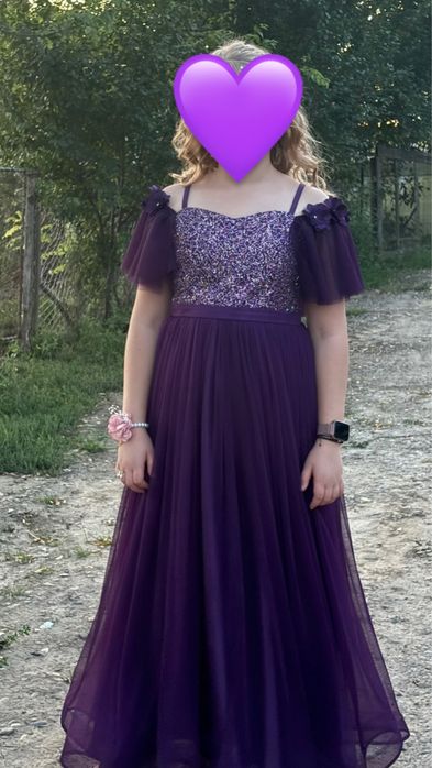 Rochie mov cu tull si sclipici