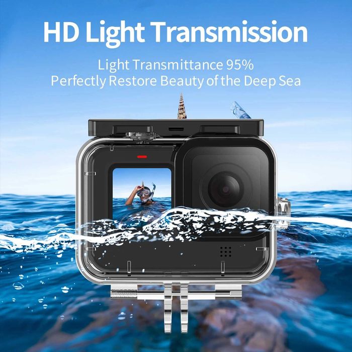 Carcasa subacvatica waterproof cu 3 filtre pt GoPro Hero 9 10 11 12 13