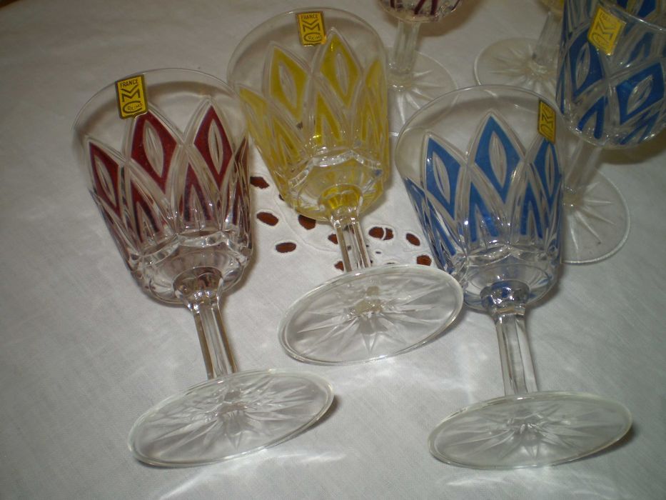 6 цветни чаши за ликьор VMC Франция Reims Harlequin