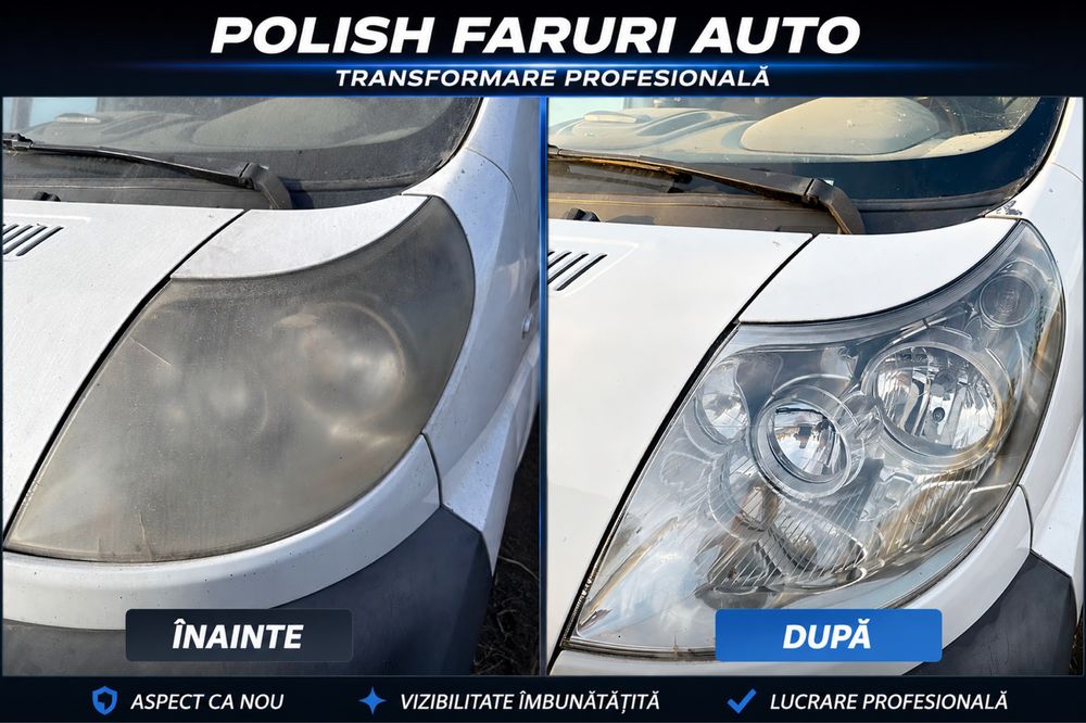Polish Faruri Auto Profesional | Eliminare Mătuire + Protecție UV