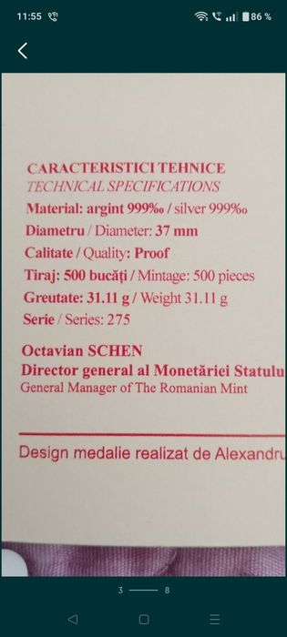 Moneda argint auto Dacia