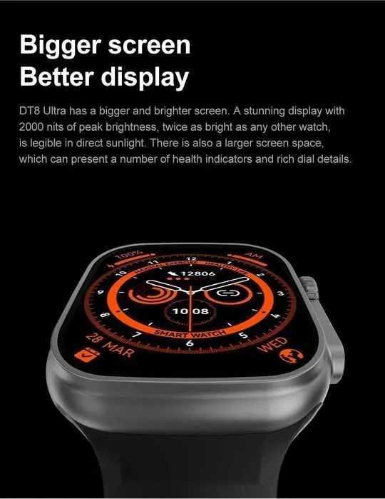 Cu bonus Smartwatch Watch8 Ultra,apel bluetooth,tensiune,spo2,etc.