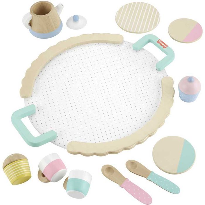 Детски дървен комплект за чай закуска за дървена кухня Fisher Price