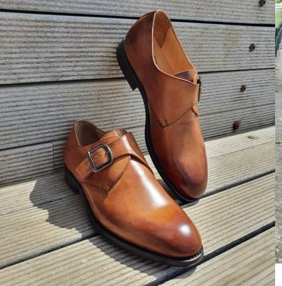 Pantofi de lux 44.5 45 45.5 monk GREVE NOI lucrati manual piele lustru