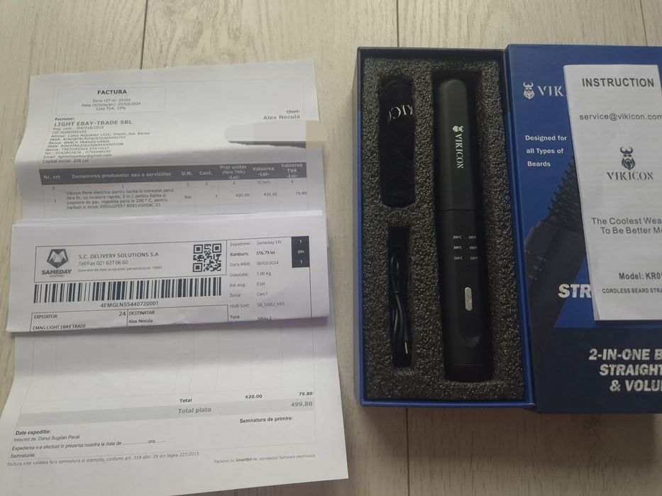 Perie electrica 2 in 1 pentru barba si pieptene de par