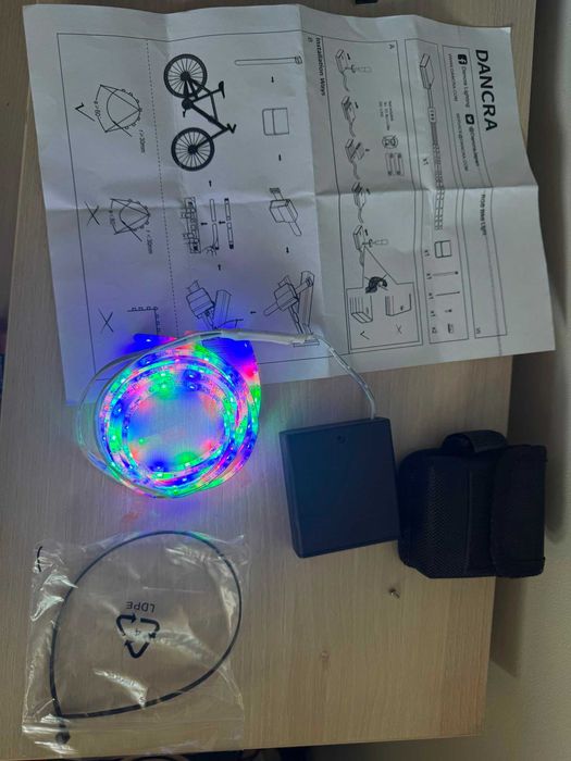 Lumini LED RGB pentru bicicletă Dancra – Kit nou cu husă