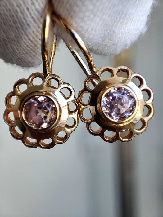 Cercei aur retro 14k 583 rusia rusesti aur rusesc cu lavender Targu ...