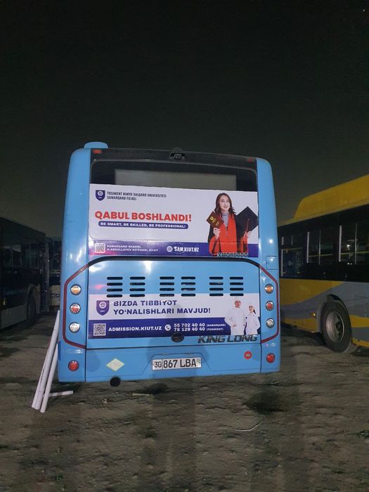 Samarqandda avtobuslarda reklama joylashtirish // tashqi reklama