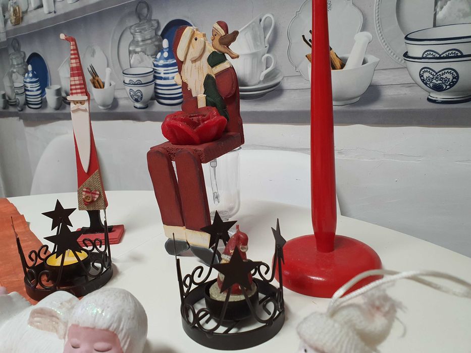 Mos Craciun, suport lumanari decoratiuni