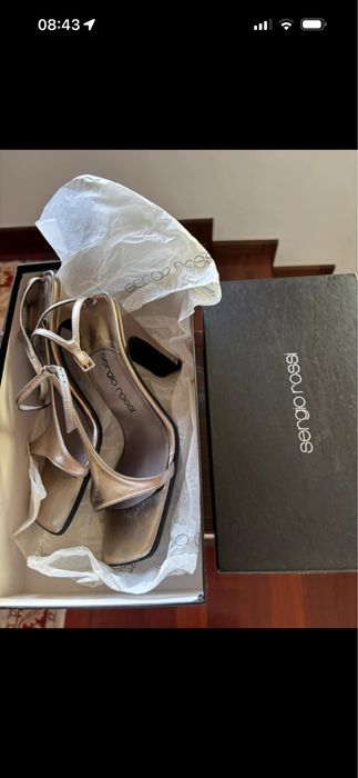 Sandale cu toc,  culoare platina, marime 37,5