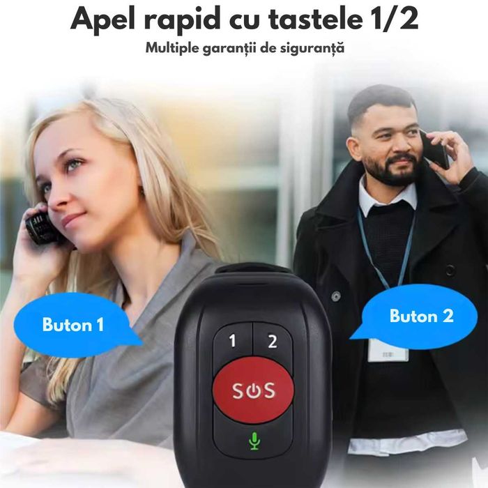 Bratara inteligenta 4G cu buton de panica pentru varstnici,Apel 112