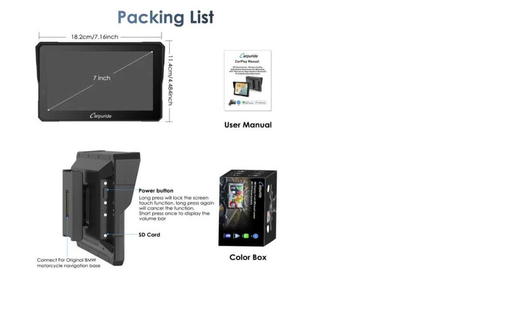 Carpuride W502BS - BMW Motorcycle CarPlay with OEM Controller Integr.