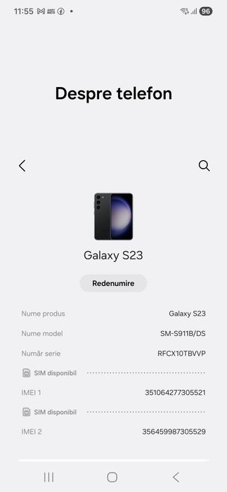 Samsung  S 23  5 G  Black Phantom 128 Gb  By Pass