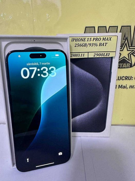 Iphone 15 pro max 256gb 93% bat, cutie (ctg)
