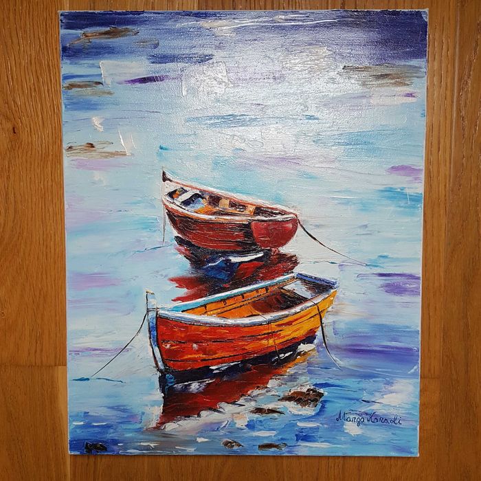 Картина и масло и шпакла лотки