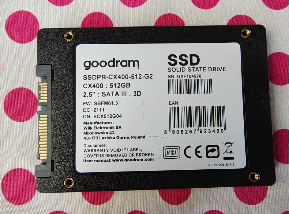 SSD GoodRam CX400 Gen 2 512GB SATA-III 2.5 inch.
