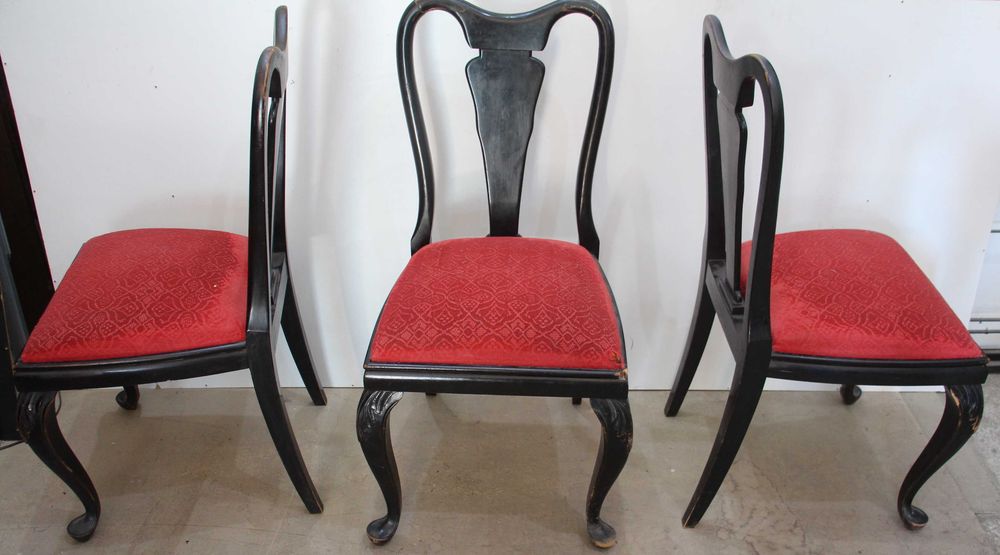 5 buc Scaun Vintage din lemn masiv; Scaun cu ornamente sculptate