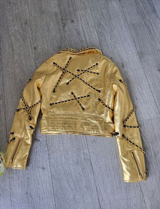 Geaca de piele aurie Moschino for H&M