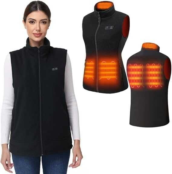 Дамска отопляема жилетка от полар, батерия 10000 mAh, 5 зони, М