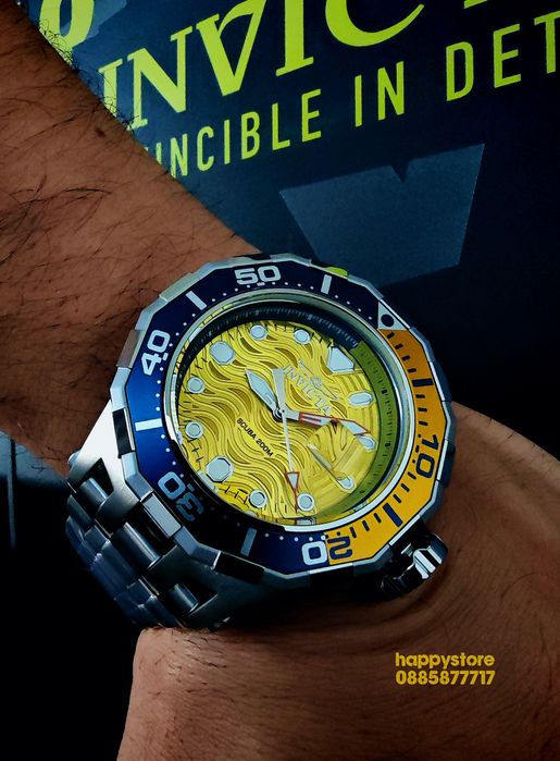INVICTA Wave Yellow 52 mm, Инвикта нов ръчен часовник