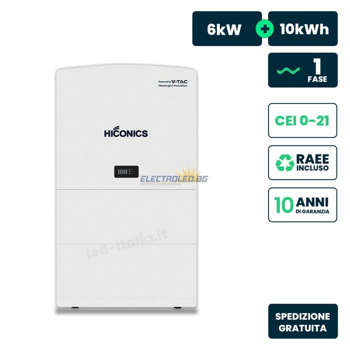 Монофазна соларна система ИНВЕРТОР 6KW И БАТЕРИЯ 2X5KW V-TAC Hiconics
