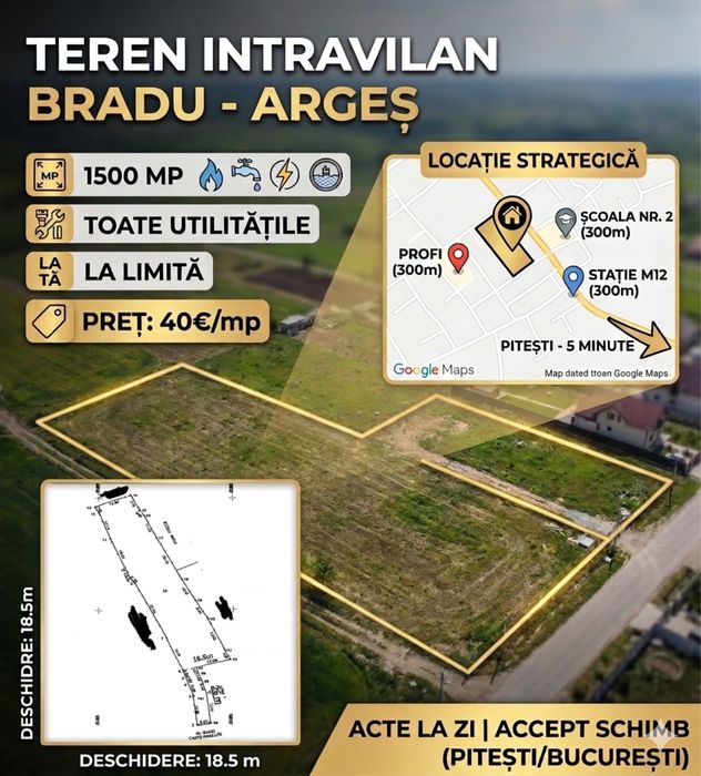 Teren Intravilan 1500mp Bradu Ideal Rezidențial/investitie