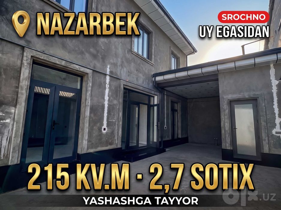 Nazarbekda Yangi ikki qavatli Uy Sotiladi, 215 m², 2,7 sotix