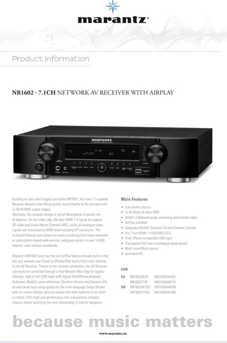 MARANTZ AV receiver NR1602