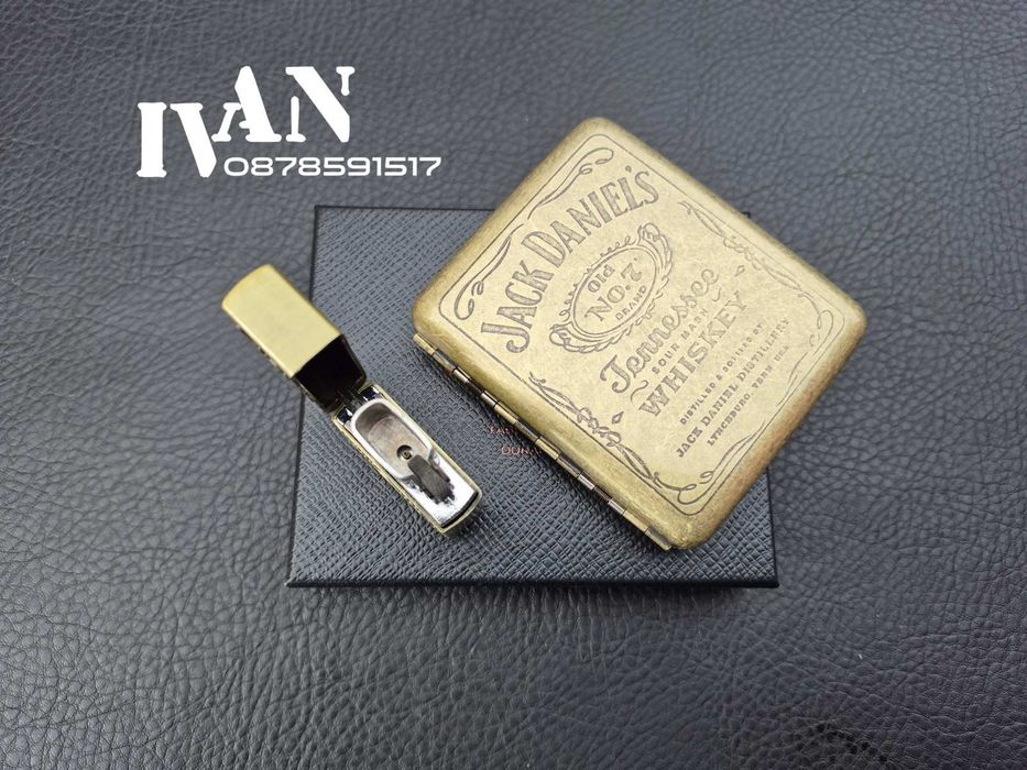 Табакера от месинг и запалка комплект Jack Daniel's