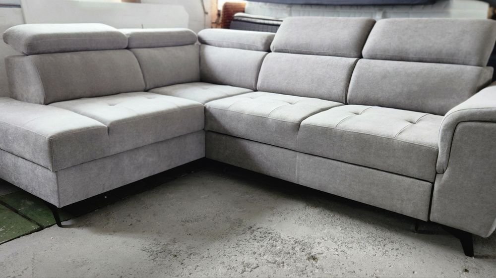 NOU Coltar U-form 348cm, stofa, gri, extensibil