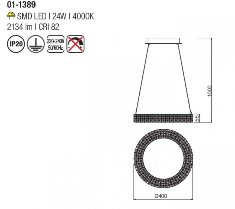 Lustră Mobexpert LED, 24W, 4000K, 2134 Im