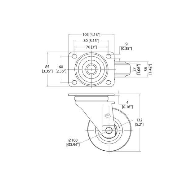 Roti pentru boxe Penn-Elcom W0990 100x36 mm