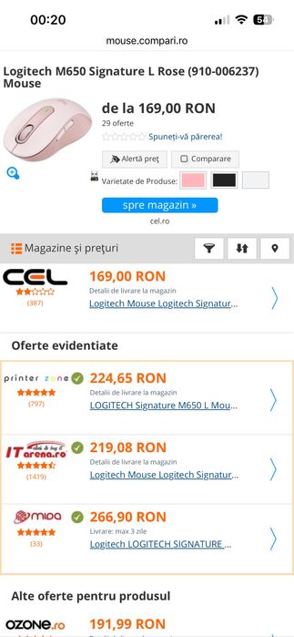 Mouse Logitech Signature  silent M650L Nou