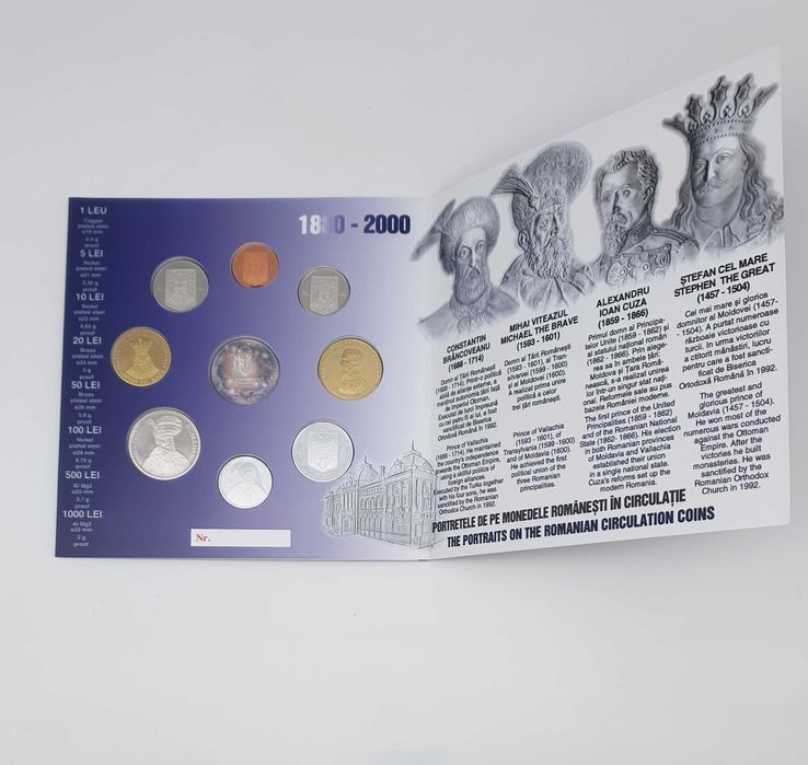 Set de monetarie 2000, contine medalie din argint BNR