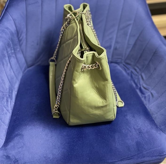 Geanta de piele naturala pentru dama,  verde fistic