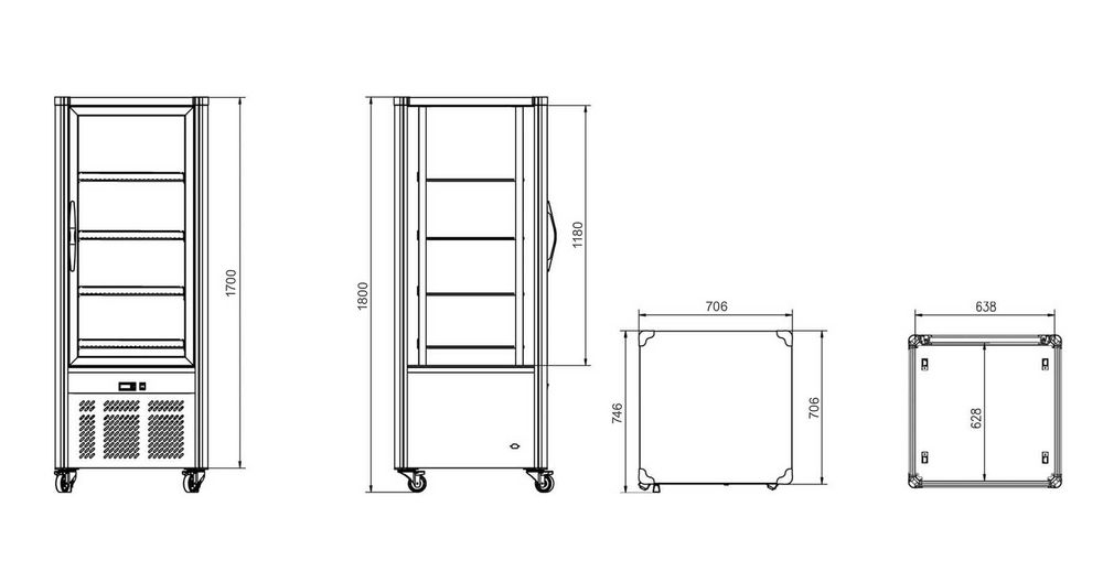 Vitrina Frigorifica Verticala pentru pentru expunere/ 71x71x180cm/ NOU