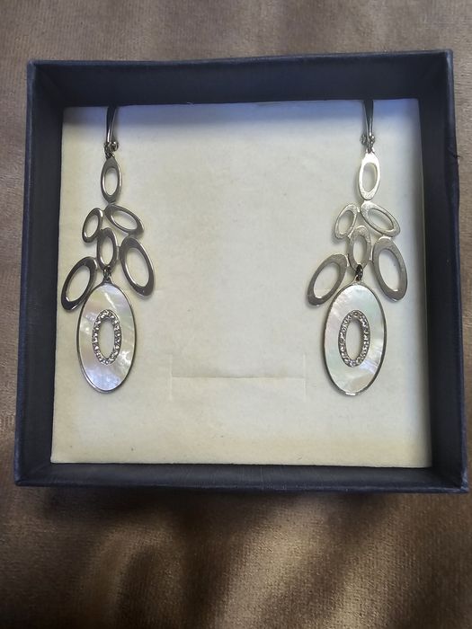 Сребърни обеци със седеф