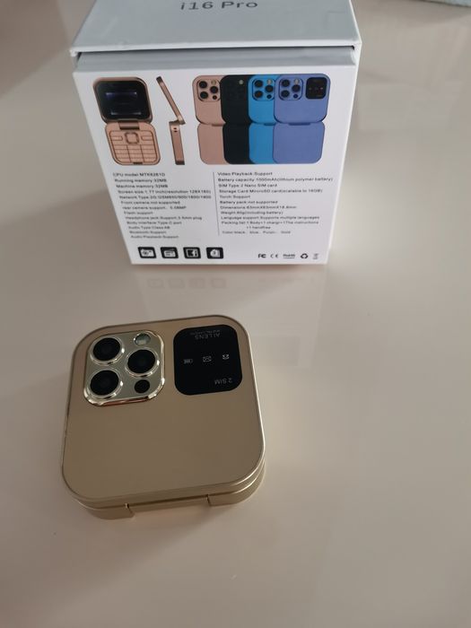 Mini telefon i16Pro flip, Dual SIM, ecran HD, Bluetooth, Radio FM, apelare rapida