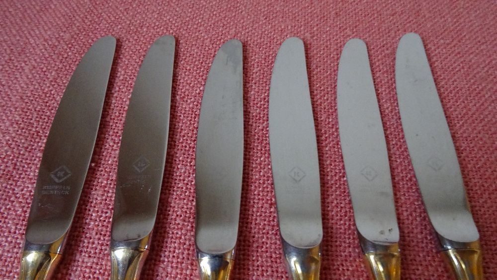 Solingen KUPPELS BESTECK , 
23/24 KARAT - 6 бр ножове с позлата