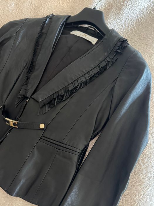 Елисабета Франчи естествена агнешка кожено яке вталено