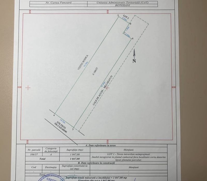 Teren intravilan, strada Peco, 1047mp