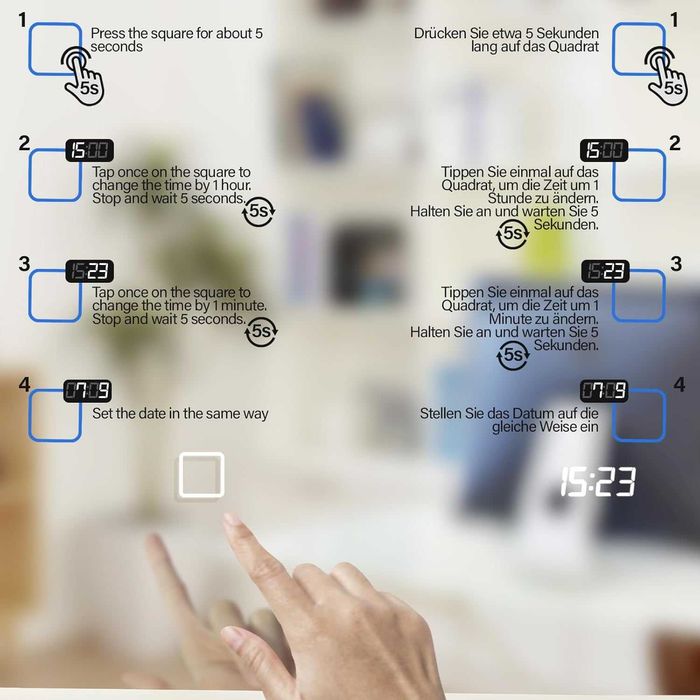 LED огледало за баня Aquamarin 80 x 60 см, A++, с тъч, анти-пара