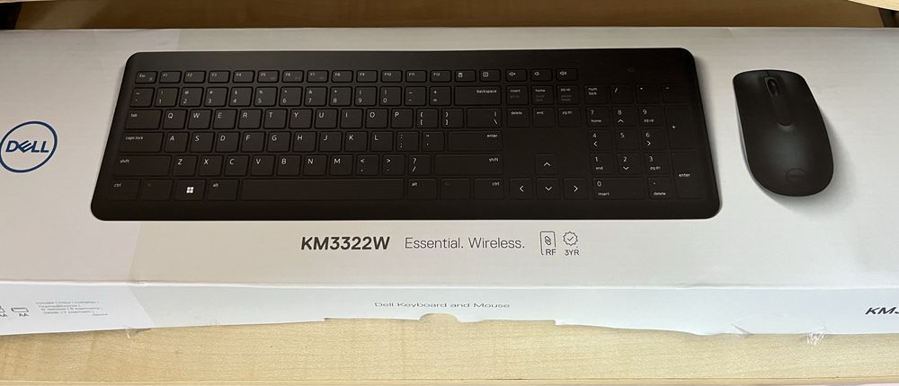 Комплект мишка и клавиатура Dell - KM3322W, безжичен, черен
