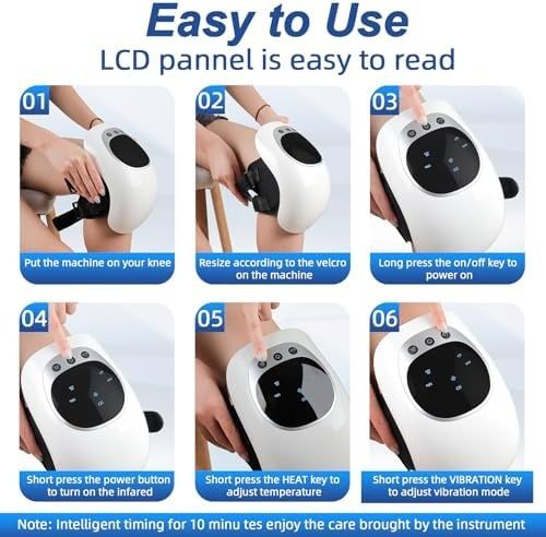 Aparat masaj pentru genunchi cu 3 nivele de incalziere si lumina rosie