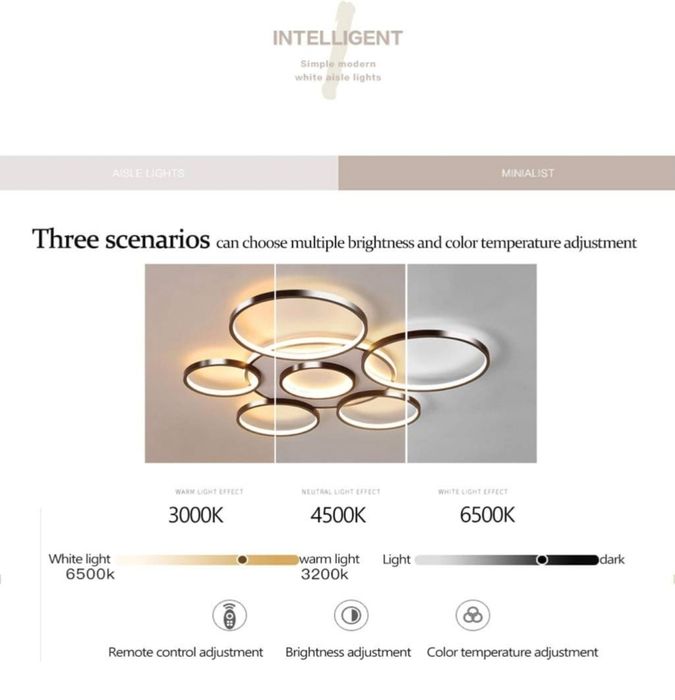 LED невисящи рингове кафе 6+1 за таван с дистанционно 110 см, 106 W