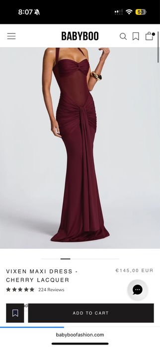 Официална дълга рокля от Babyboo - S размер- VIXEN MAXI DRESS - CHERRY LACQUER