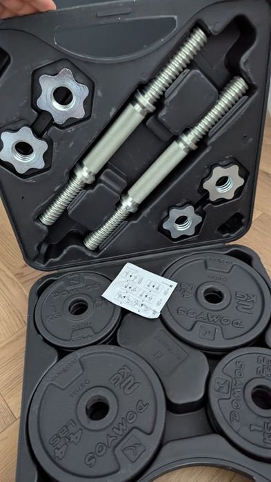 Set gantere și bare Bodybuilding 20 kg cu discuri din fontă