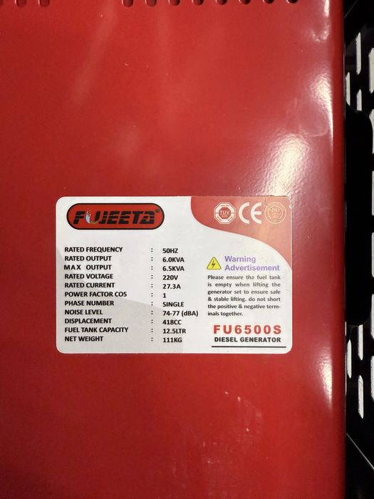 Generator FUJEETA 6.5KW 220V Dizil