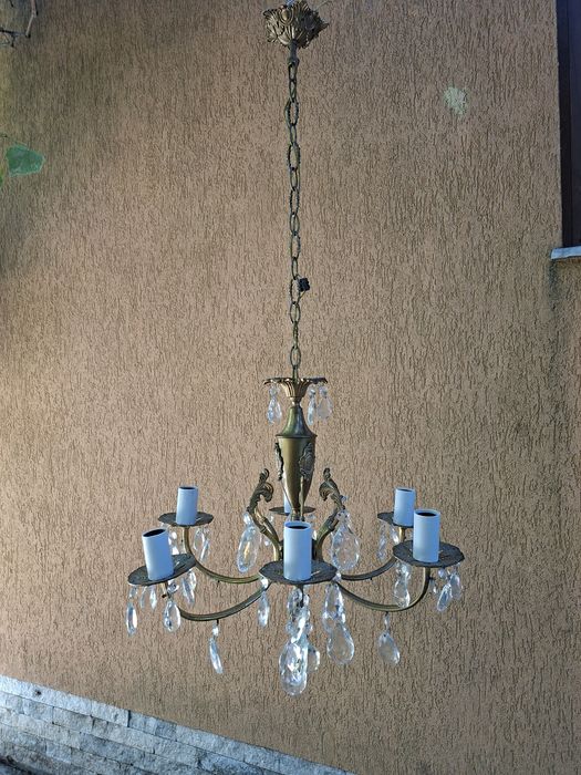 Candelabru bronz +aplice,elemente cristal